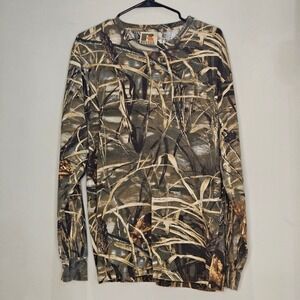 Russell Outdoor Mens Camouflage Long Sleeve T Shirt Hunting Fishing‎ Lg comfy